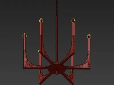 Acrylic Brass Finish Chandelier 6 Lights 3D model