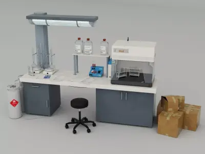Chemical Laboratory Workbench Low-poly 3D model