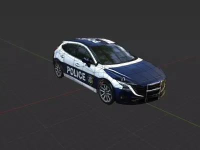 Low Poly Modern Police Hatchback Low-poly 3D model