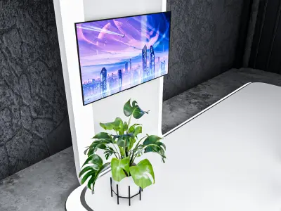 Futuristic White Exhibition Booth Design High-Quality 3D Model 3D model