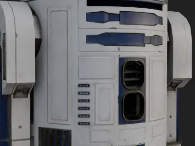 R2 D2 Star Wars 3D Model Rigged PBR Blender FBX OBJ Low-poly 3D model