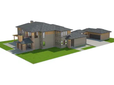 Modern House With Garage Low-poly 3D model purchase