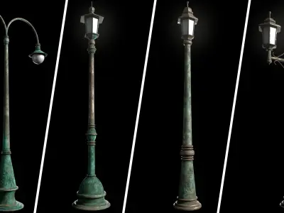 Street Light Low-poly 3D model 11