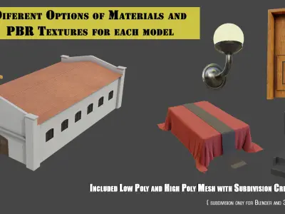 Church Scene Collection Objects many PBR Options Low-poly 3D model