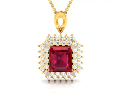 Women Princess Stone Pendant 3DM STL OBJ FBX Render Details 3D print model