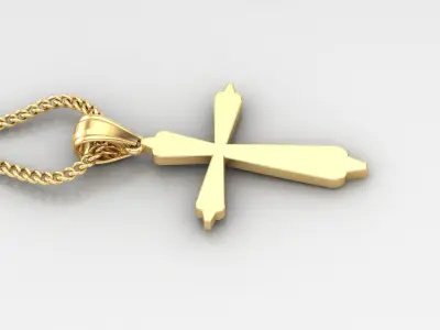 Light Gold 18K Cross Pendant 1CP003 3D print model