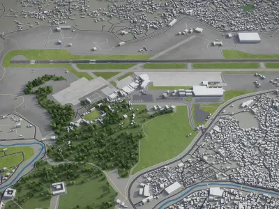 Tribhuvan International Airport - KTM Low-poly 3D model