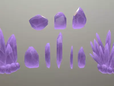 Crystal Set Low-poly 3D model 9
