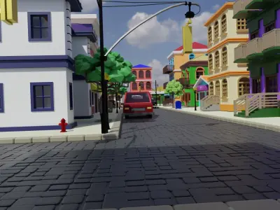 Old Street Low Poly Low-poly 3D model