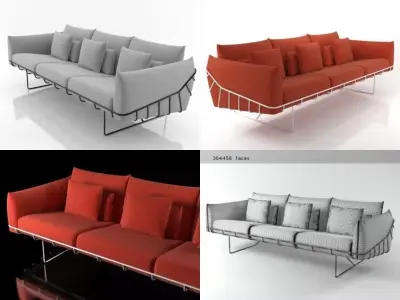 Wireframe sofa 3 seat 3D model