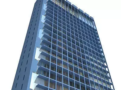 City Glass Building 117 Low-poly 3D model