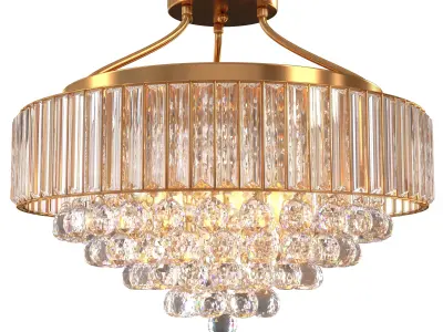 YYJLX Modern Large Crystal Chandelier Gold Metal 3D model