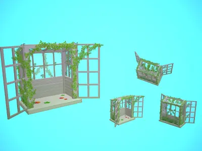 SMALL GREENHOUSE CARTOON STYLIZED Low-poly 3D model