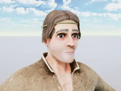 Stylized Character Prisoner Rigged with Shape Keys Low-poly 3D model