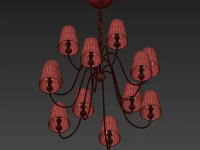 Catalog brass chandelier with shades 3D model purchase
