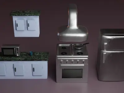 Kitchen asset Low-poly 3D model