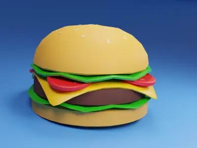 Stylized cartoon Gameready Burger Low-poly 3D model