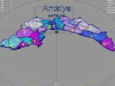 Antalya  Mediterranean Region  Turkey map region geography 3D model