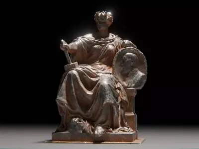 Ancient Seated Deity Statue High Detail 3D Model 3D model