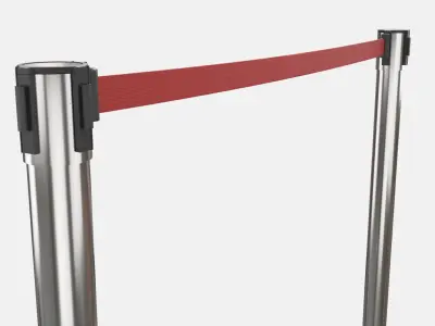 Stanchion with Red Retractable Belt 3D model