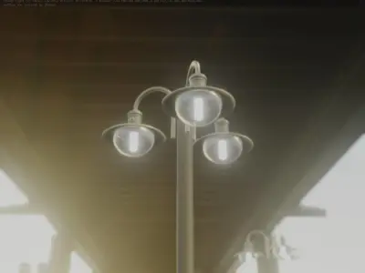 Street Light -7- Basic Version -3 Lamp-  Low-poly 3D model