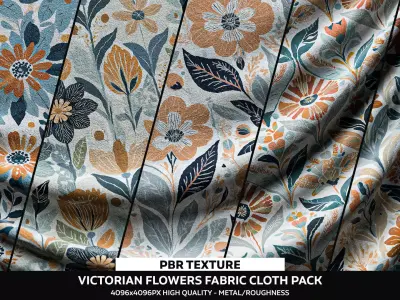 Victorian Flowers Cloth Fabric PBR Texture Pack Texture