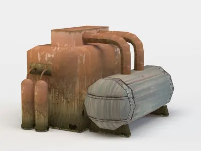 Tank old rusty Low-poly 3D model