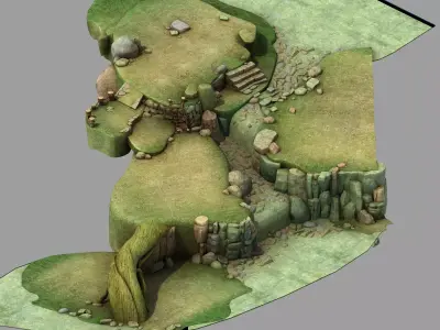 Disney main city - cliff 03 3D model