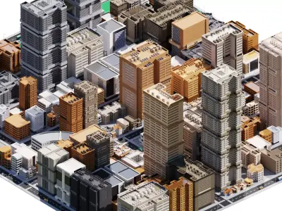 3D Low Poly City  Low-poly 3D model