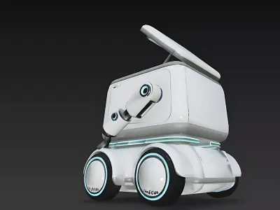 Cartoon Delivery Robot 3D Model 3D model