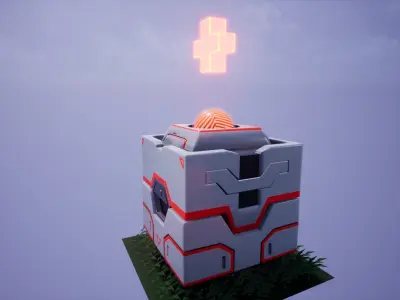 Stylized sci-fi medical crate Low-poly 3D model