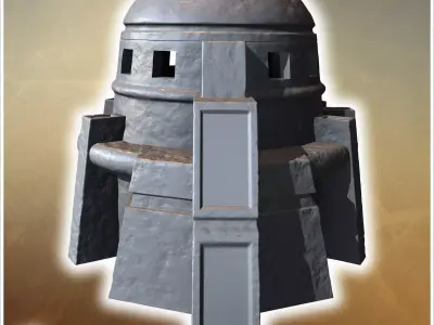 Round-domed watchtower with angular supports narrow windows and  3D print model