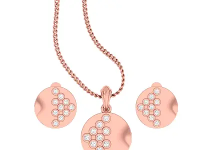 Side with Circle Light wt Pendant Earrings Set 3dm stl renders 3D print model