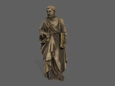 Old Man Statue Low-poly 3D model 17