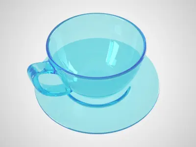 Glass Coffee Cup Light Cyan Color 3D model