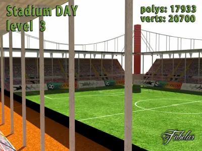 Stadium Level 3 Day-Night Low-poly 3D model