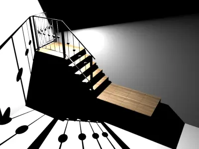 Wooden stairs  Free 3D model