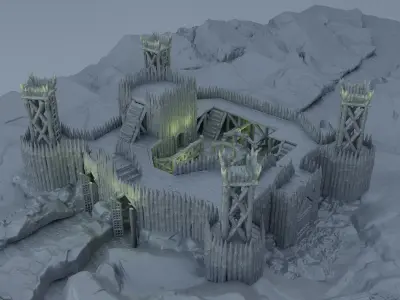 Fortified River Camp Tabletop Terrain 28 mm 3D print model