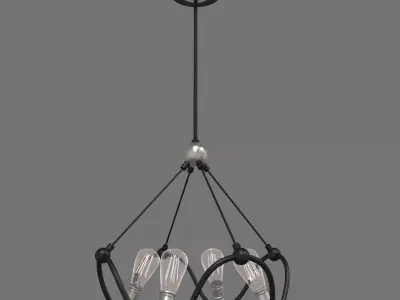 Textured Black with Brushed Nickel Accents Chandelier 3D model