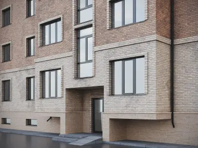 Brick Residential Building 011 3D model