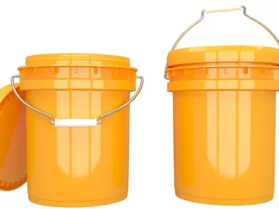Food Grade 5l Plastic Bucket Yellow 3D model