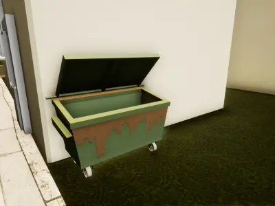 Low poly dumpster trash can on wheels Free low-poly 3D model