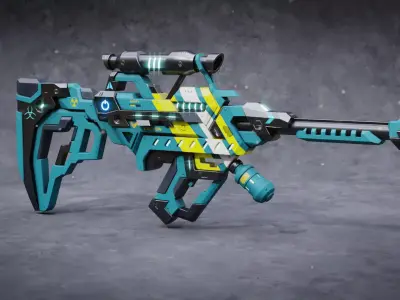 Sci-Fi Gun model- Low poly Low-poly 3D model