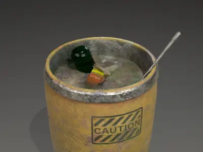 Trash can or bin Low-poly 3D model