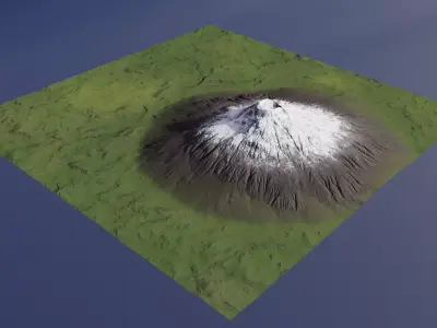 The volcano covered with snow on its top 3D model