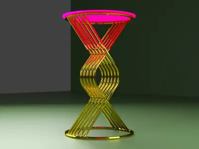 Wire harness round metal gold glass pink 3D model