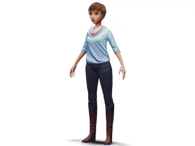 Young Woman - Smart Casual Clothes - Chic Street Style Outfit Low-poly 3D model