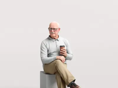 Humano Sitting Old Man 2204 3D model