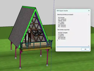 Loft A-Frame House Modern Cabin with Balcony 3D Model Low-poly 3D model