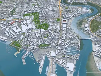 Southampton Downtown England Low-poly 3D model